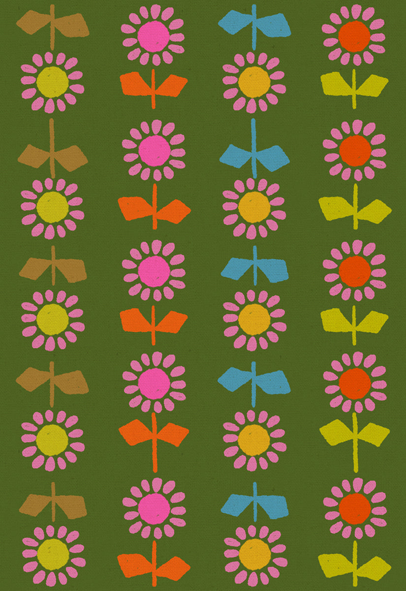 PREORDER - Daisy Stripe Green - Catnap CANVAS